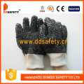 Gants noirs en PVC, doublure 100% coton, poignet en tricot (DPV118)